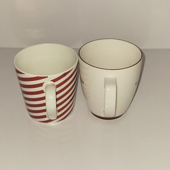 Starbucks Mugs Set of 2 Striped Christmas and Brown Coffee Co Mugs - Picture 3 of 5